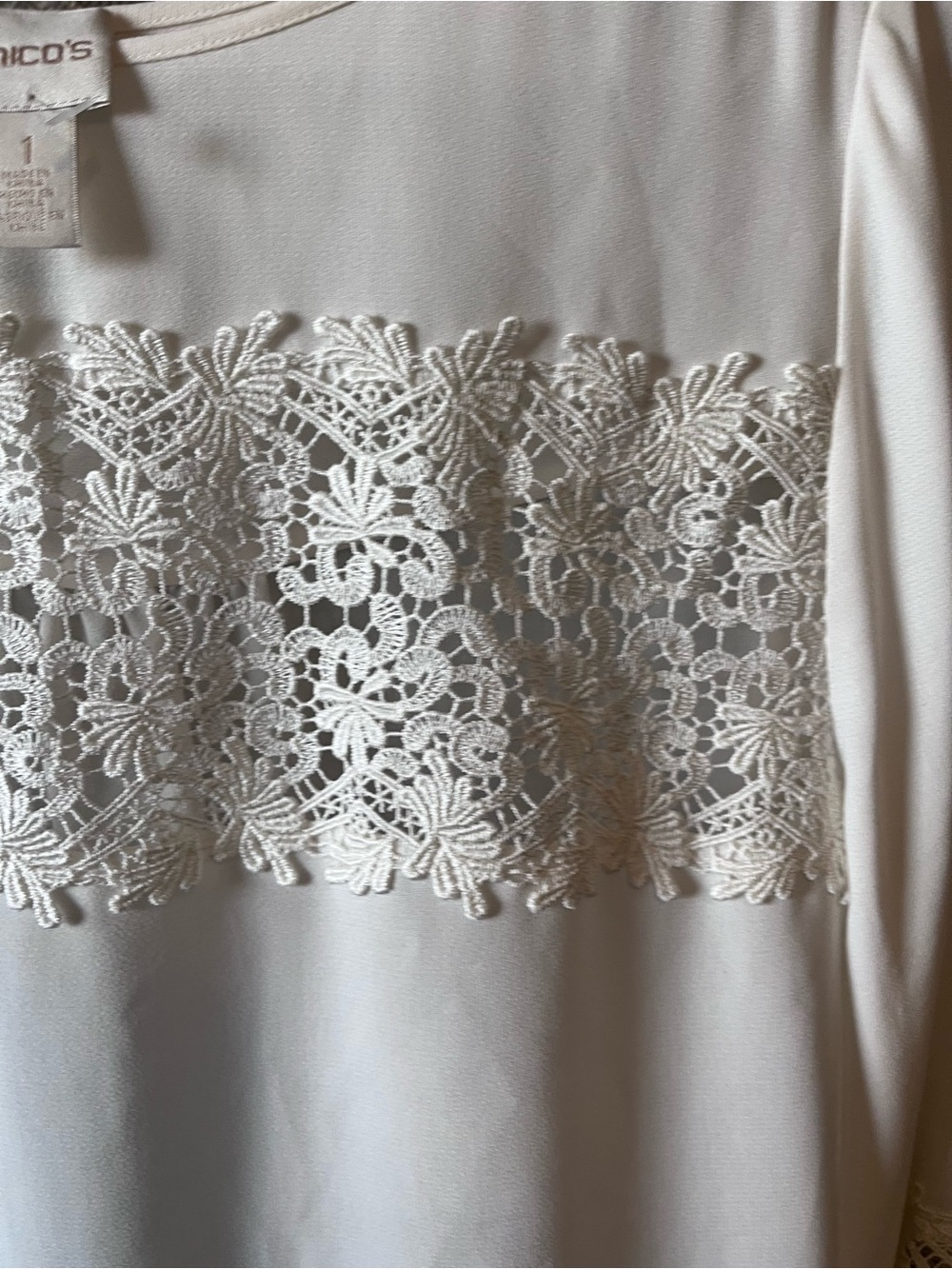 Chico's White Floral Lace Panel Top - Picture 9 of 11